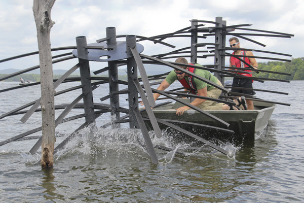 Installing Fish Structure In Pond